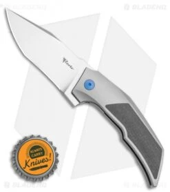 Reate Knives Reate Bharucha T3000 Frame Lock Carbon Fiber/Ti W/ Blue Screws (3" Satin) -CRKT Sales Store Reate Bharucha T3000 Frame Lock Carbon Fiber Ti with Blue Screws 3in Satin BHQ 115092 LS Bottlecap
