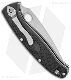 Spyderco Resilience Lightweight Liner Lock Knife Black FRN (4.25" Satin Serr) -CRKT Sales Store Spyderco Resilience Lightweight LL Black FRN Satin Serr C142PSBK BHQ 125849 jr side