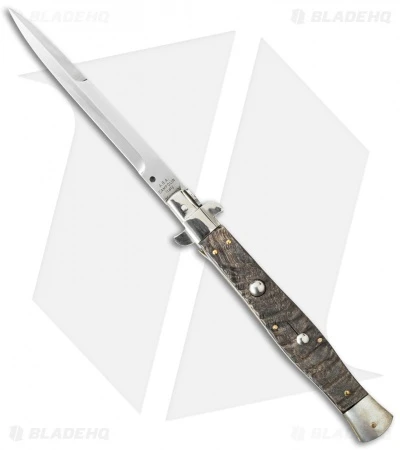 AGA Campolin 13" Picklock Automatic Italian Stiletto Ram Horn (6" Satin Bayo) 1 AGA Campolin 13" Picklock Automatic Italian Stiletto Ram Horn (6" Satin Bayo)
