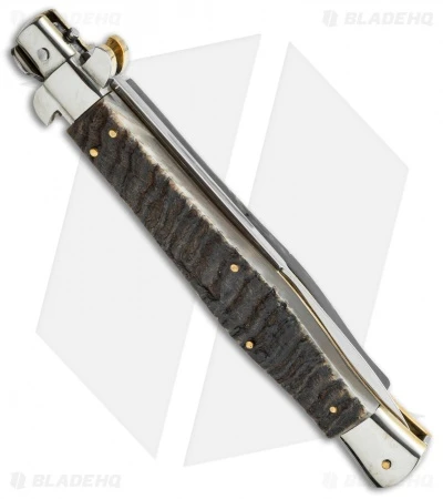 AGA Campolin 13" Picklock Automatic Italian Stiletto Ram Horn (6" Satin Bayo) 2 AGA Campolin 13" Picklock Automatic Italian Stiletto Ram Horn (6" Satin Bayo) - Image 2
