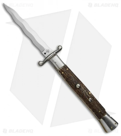 AGA Campolin 13" Swinguard Automatic Knife Stag Horn (5.75" Satin Kris) 1 AGA Campolin 13" Swinguard Automatic Knife Stag Horn (5.75" Satin Kris)