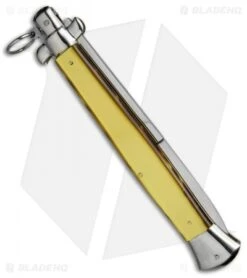 AGA Campolin 18" Ring Pull Automatic Italian Stiletto Gold (8" Satin Bayo) -CRKT Sales Store aga champolin 18in stiletto gold bayo BP 18400 er side