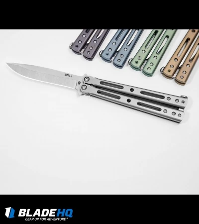 DogBite Knives DB3.1 Balisong Butterfly Knife Gray Ti (4" Stonewash) 5 DogBite Knives DB3.1 Balisong Butterfly Knife Gray Ti (4" Stonewash) - Image 5