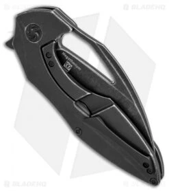 Kizer Isham Megatherium Flipper Knife Titanium (3.6" Black SW) Ki4502A2 -CRKT Sales Store kizer isham megatherium blackwash Ki4502A2 BHQ 70971 dl side