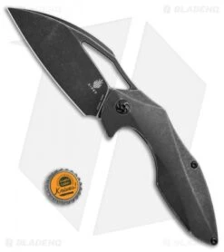 Kizer Isham Megatherium Flipper Knife Titanium (3.6" Black SW) Ki4502A2 -CRKT Sales Store kizer isham megatherium blackwash Ki4502A2 BHQ 70971 dl size