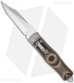 Microtech OSS Cobra Bowie Knife Auto Lever Lock Camo G10 (3.75" Satin) 137-4CM