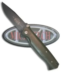 Microtech CMTX5 D/A Automatic Knife Green Cavas Micarta (3.5" Black) -CRKT Sales Store mtcmtx5canvasbkpln