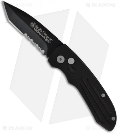 Smith & Wesson Extreme Ops Tanto Automatic Knife (3.25" Black Serr) SW50BTS 1 Smith & Wesson Extreme Ops Tanto Automatic Knife (3.25" Black Serr) SW50BTS